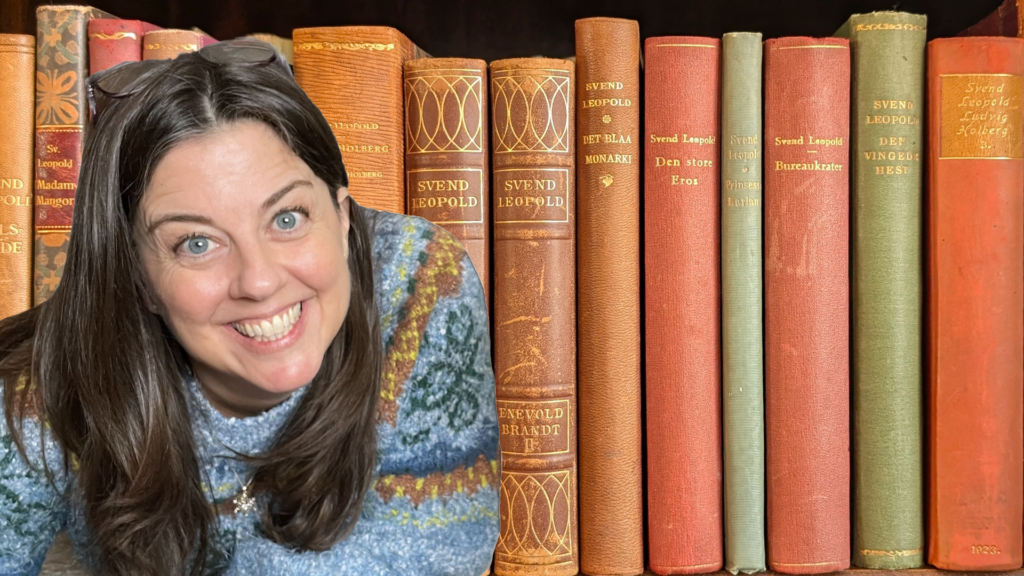 Author in front of her great-grandfathers books